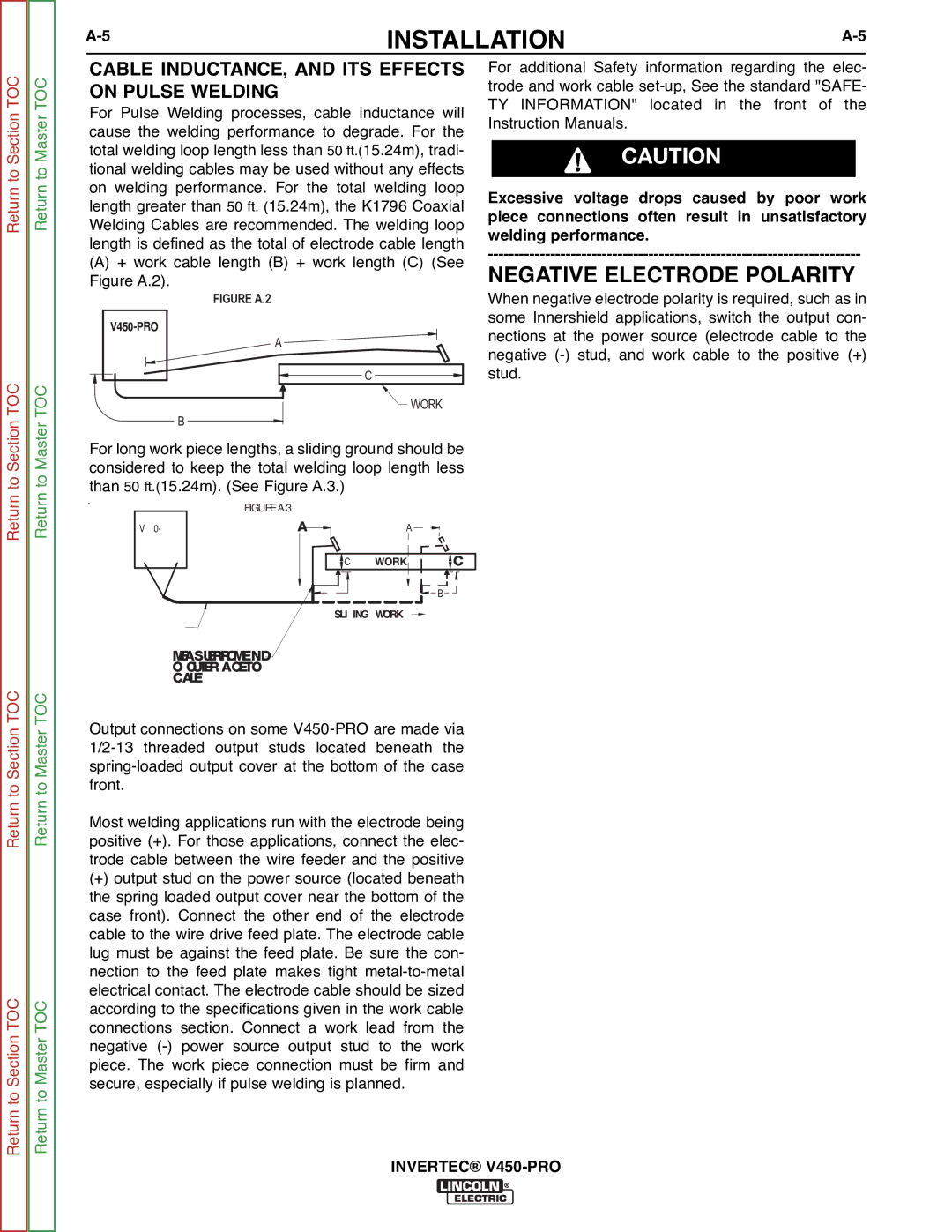 Lincoln Electric SVM199-A service manual Negative Electrode Polarity, Cable INDUCTANCE, and ITS Effects on Pulse Welding 