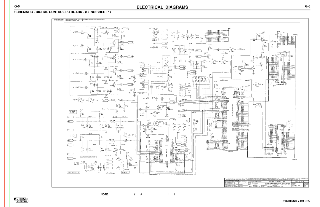 Lincoln Electric SVM199-A service manual Schematic Digital Control PC Board G3789 Sheet, 2FO-G3789 