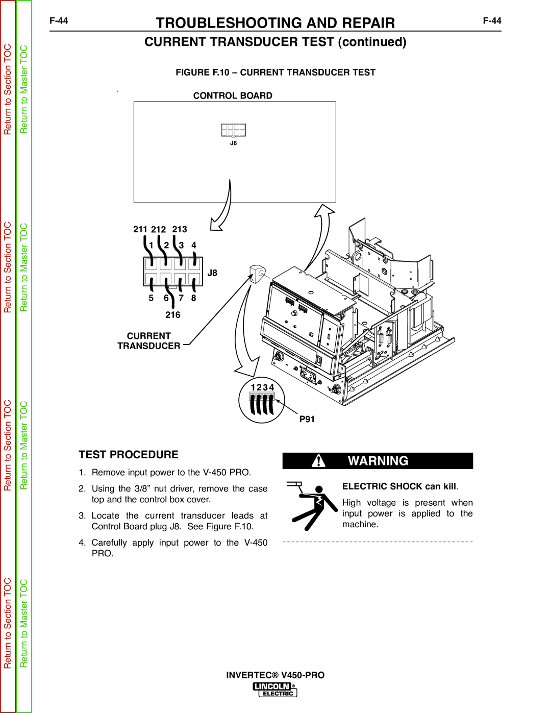 Lincoln Electric SVM199-A service manual Current Transducer Test 