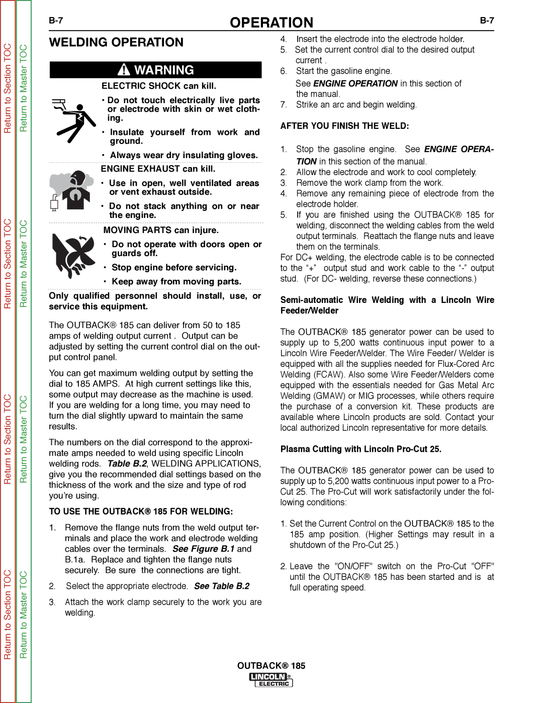 Lincoln Electric SVM204-A Electric Shock can kill, Do not touch electrically live parts, Ing, Insulate yourself from work 