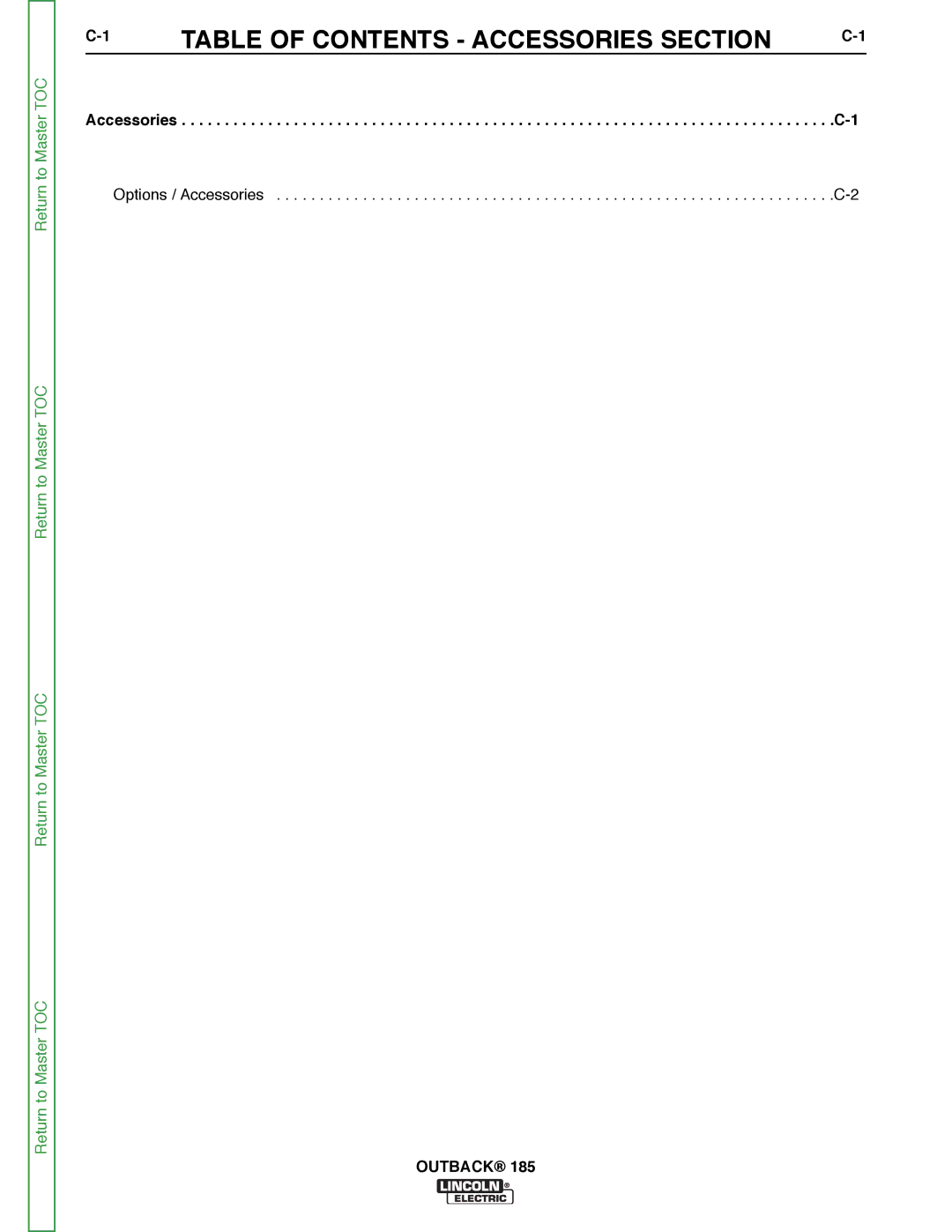 Lincoln Electric SVM204-A service manual Table of Contents Accessories Section 