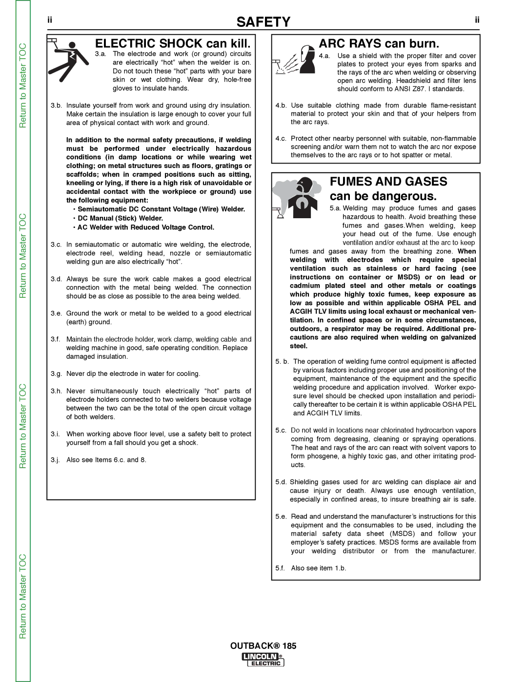 Lincoln Electric SVM204-A service manual Electric Shock can kill ARC Rays can burn, Can be dangerous 