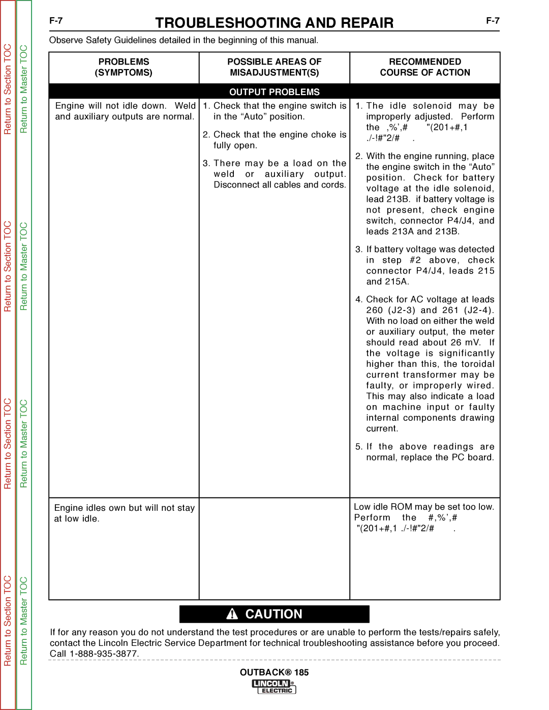 Lincoln Electric SVM204-A service manual Engine RPM adjustment, Procedure, Adjustment procedure 