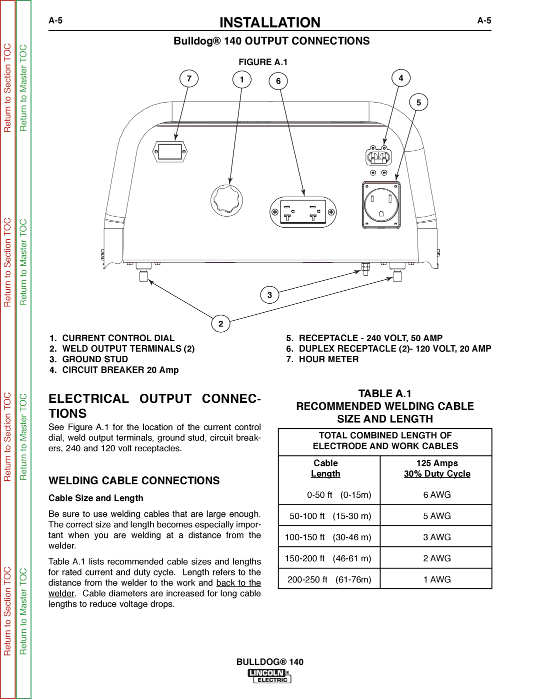 Lincoln Electric SVM208-A service manual Electrical Output CONNEC- Tions, Welding Cable Connections 