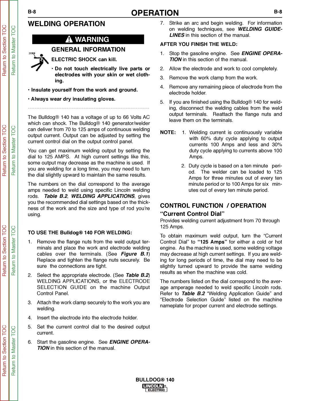 Lincoln Electric SVM208-A service manual Welding Operation, Control Function / Operation 