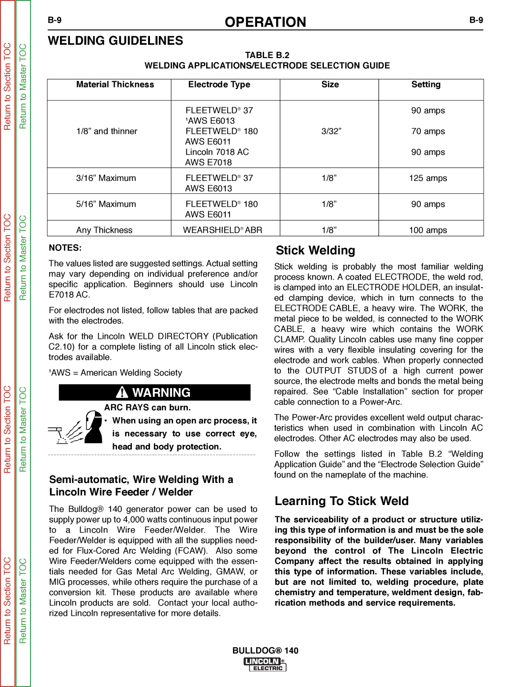 Lincoln Electric SVM208-A service manual Welding Guidelines, Stick Welding, Learning To Stick Weld 