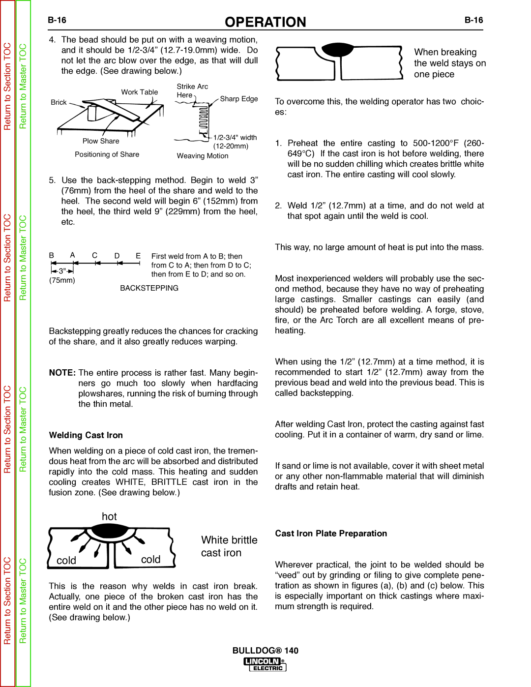 Lincoln Electric SVM208-A service manual Welding Cast Iron, Cast Iron Plate Preparation 