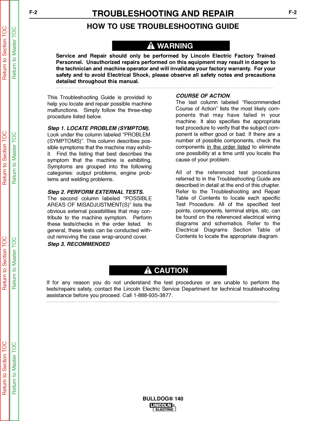 Lincoln Electric SVM208-A service manual Troubleshooting and Repair, HOW to USE Troubleshooting Guide 