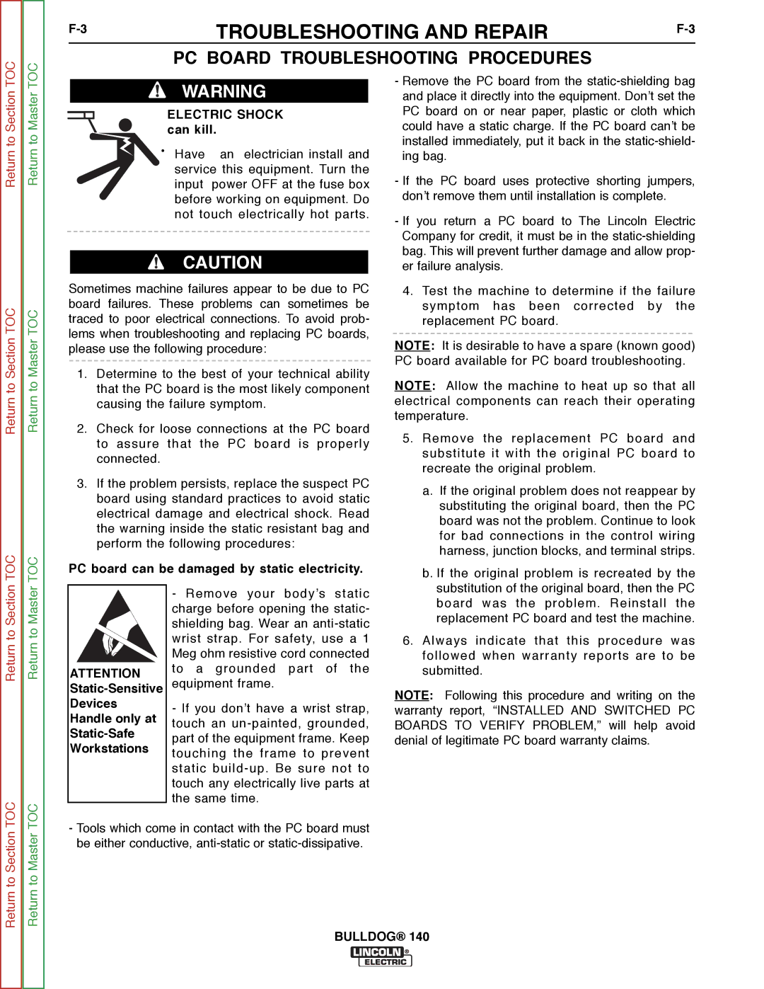 Lincoln Electric SVM208-A service manual PC Board Troubleshooting Procedures 