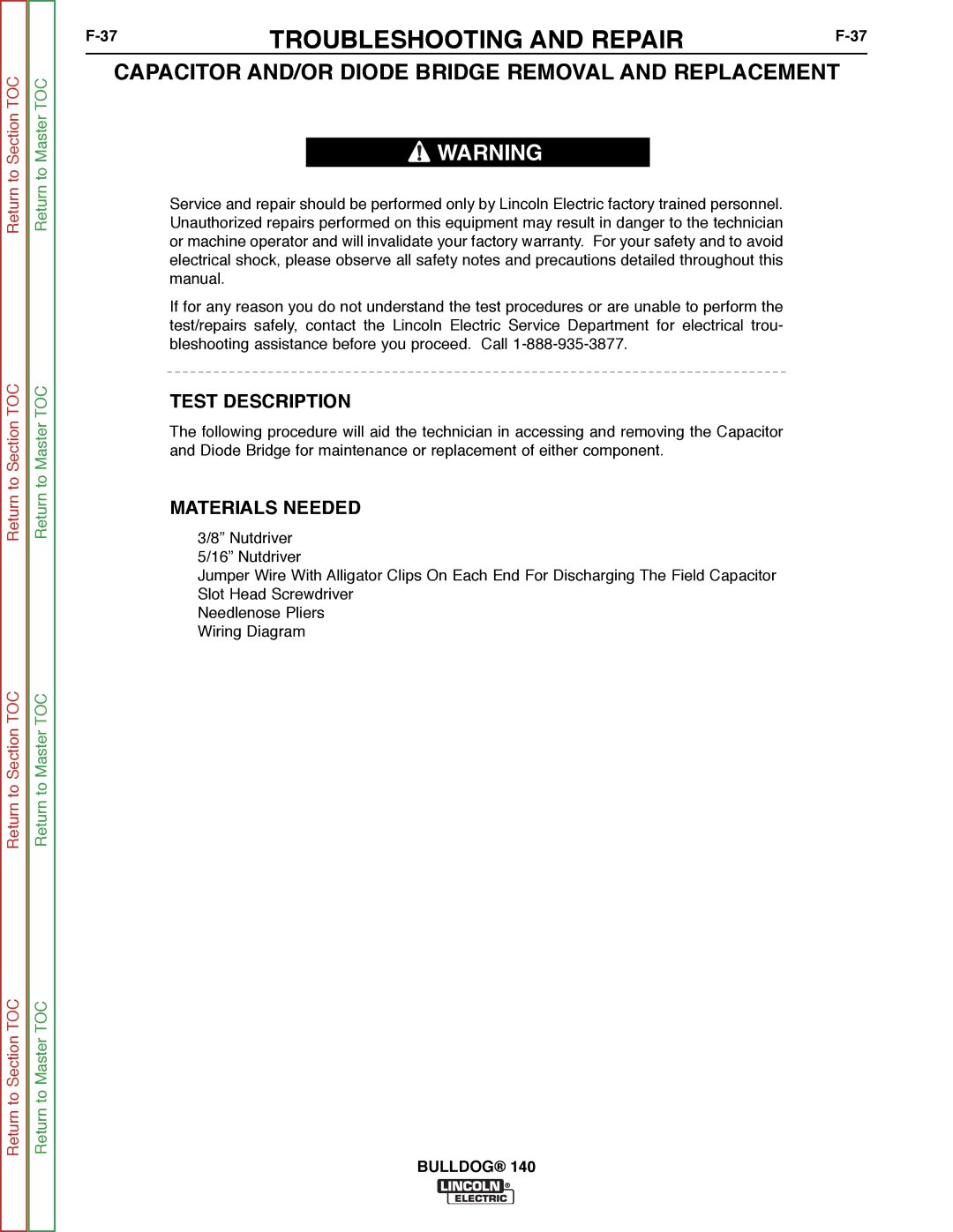 Lincoln Electric SVM208-A service manual Capacitor AND/OR Diode Bridge Removal and Replacement 