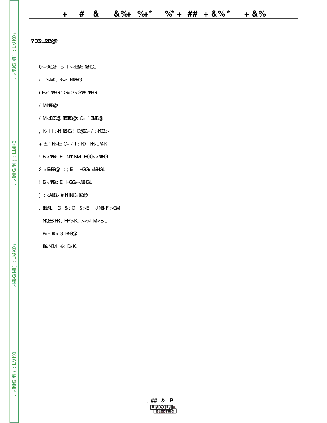 Lincoln Electric SVM208-A service manual Table of Contents Installation Section 