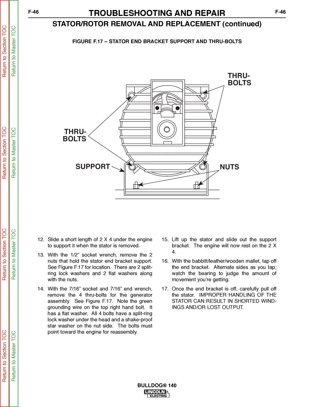 Lincoln Electric SVM208-A service manual Thru Bolts Support, Nuts 