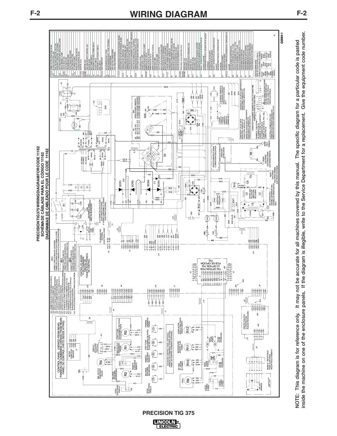 Lincoln Electric TIG 375 manual Wiring Diagram 