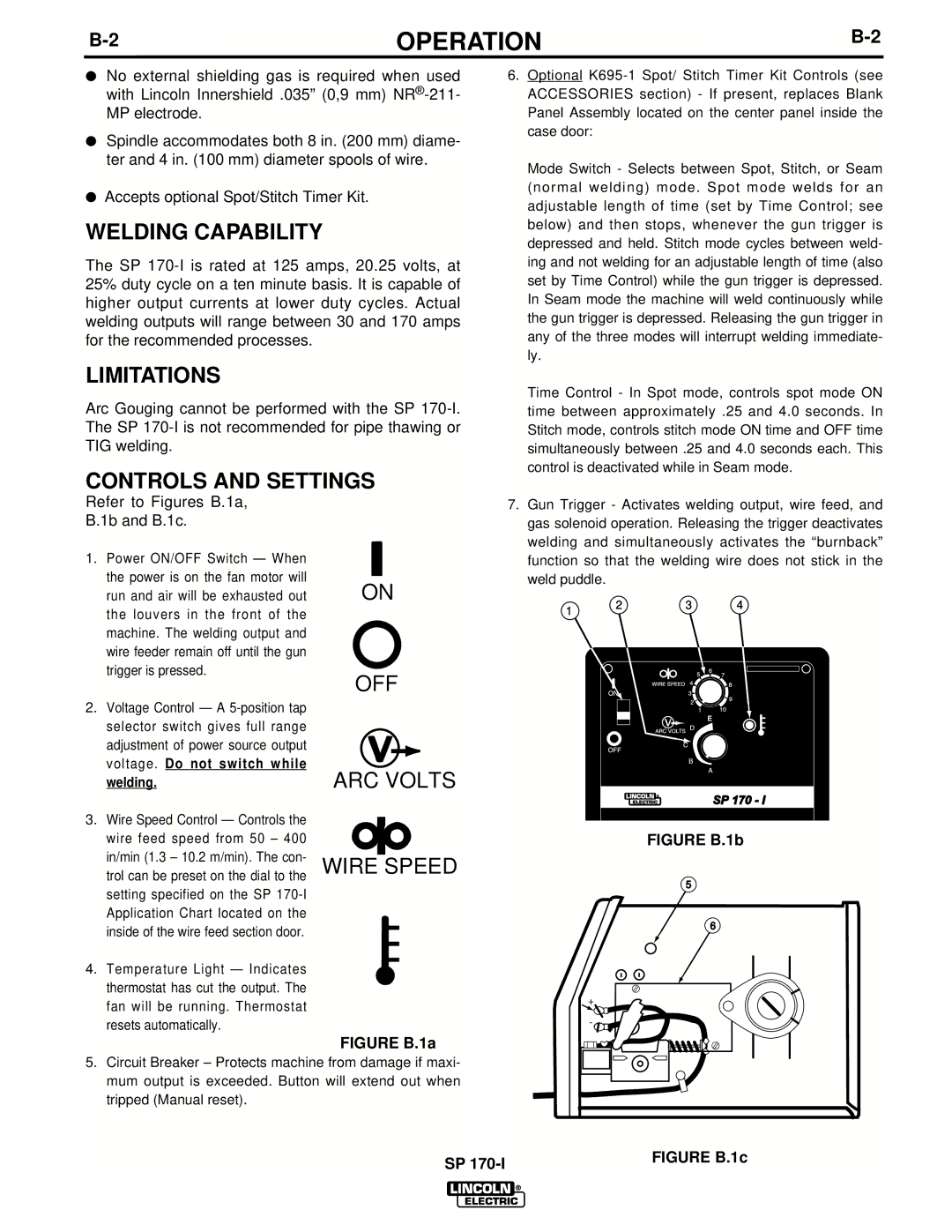 Lincoln Electric UWW-170 manual Welding Capability, Controls and Settings 