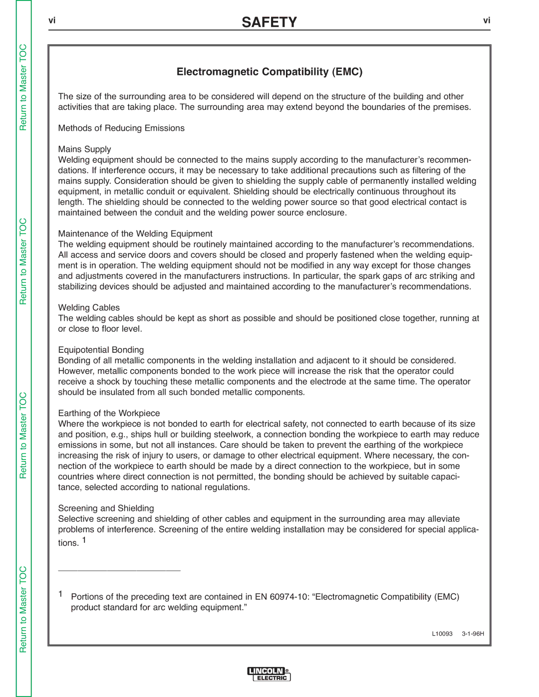 Lincoln Electric V155-S service manual L10093 3-1-96H 