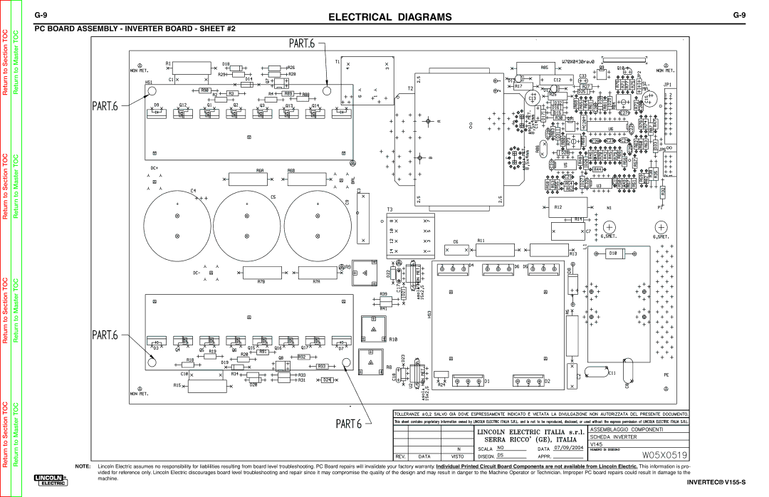 Lincoln Electric V155-S service manual PC Board Assembly Inverter Board Sheet #2 