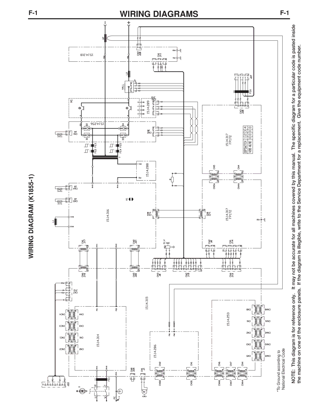 Lincoln Electric V205-T AC/DC TIG manual Wiring Diagrams, Wiring Diagram K1855-1 