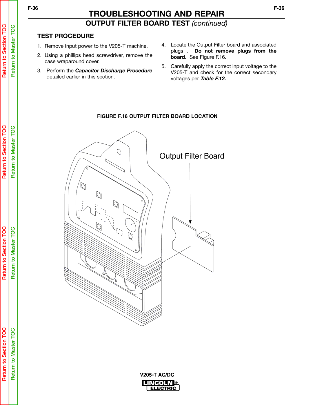 Lincoln Electric V205-T service manual Output Filter Board 