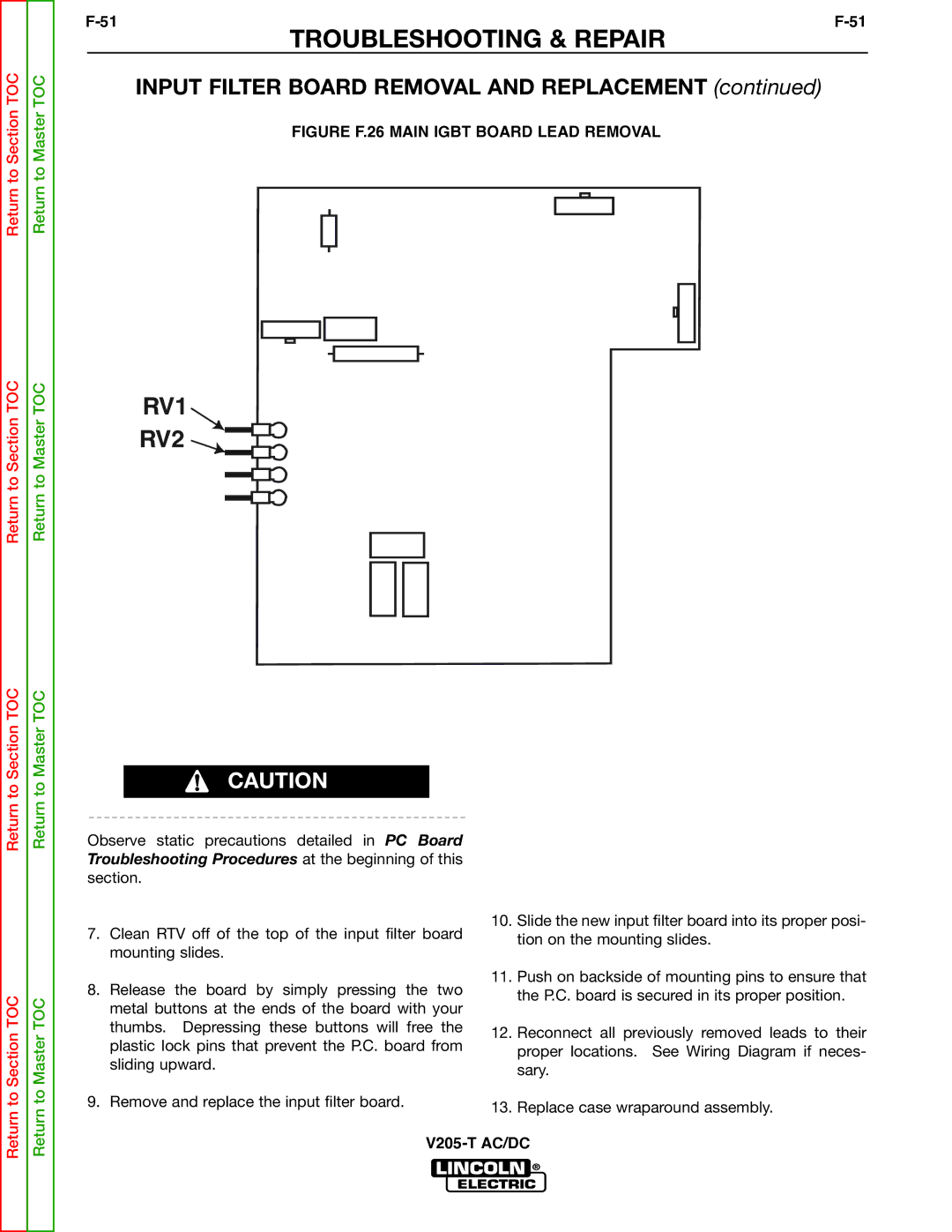 Lincoln Electric V205-T service manual RV1 