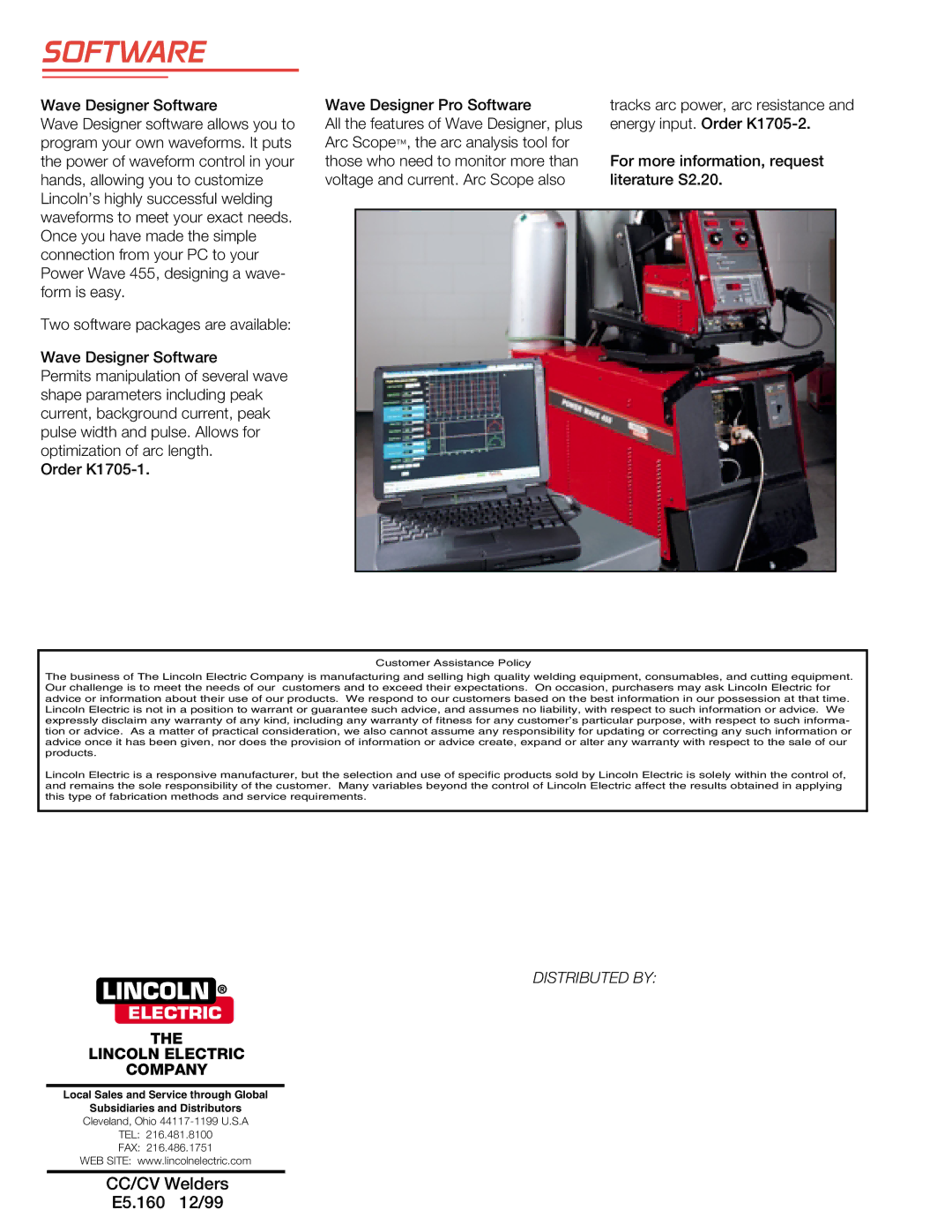 Lincoln Electric WELDING SYSTEMS manual Software, Lincoln Electric Company 