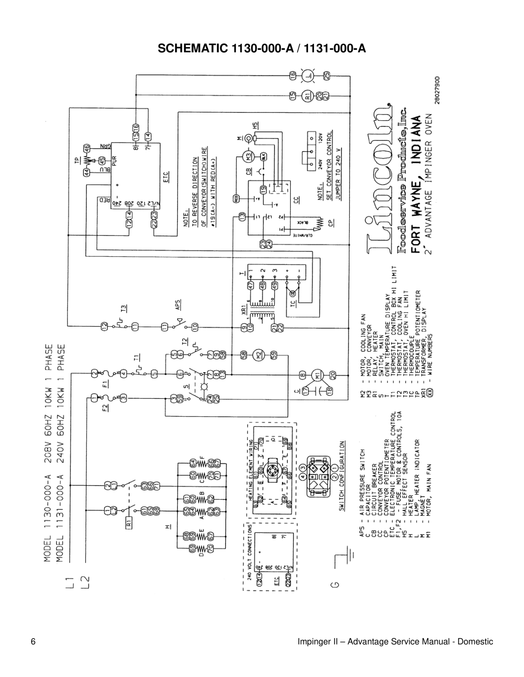 Lincoln II - Advantage Series service manual Schematic 1130-000-A / 1131-000-A 