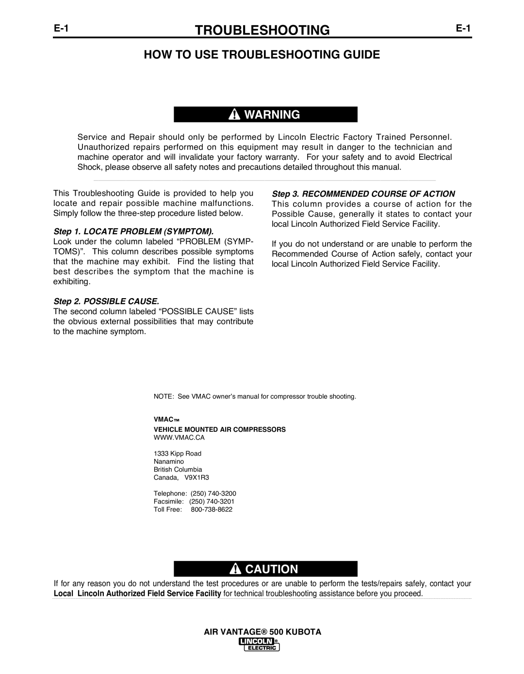 Lincoln IM985 manual HOW to USE TROUbLESHOOTING Guide 