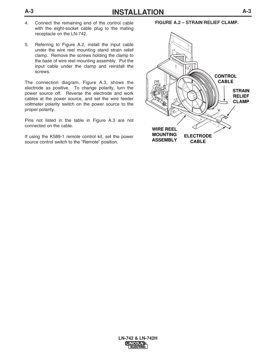 Lincoln LN-742H manual Figure A.2 Strain Relief Clamp 