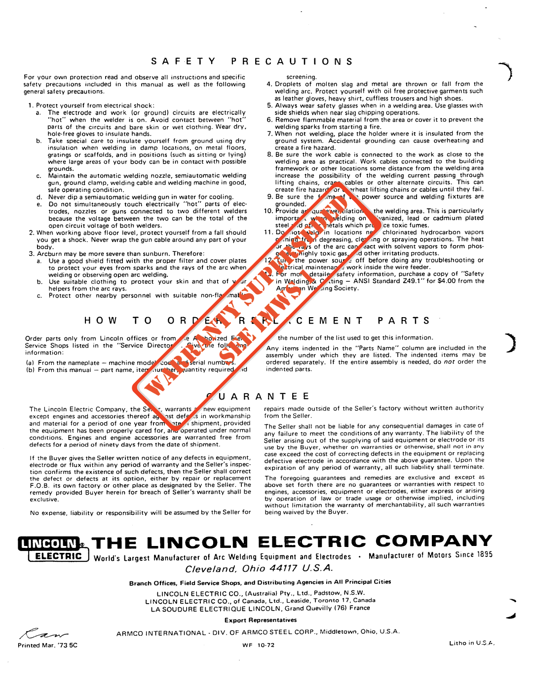 Lincoln ML-2 manual 