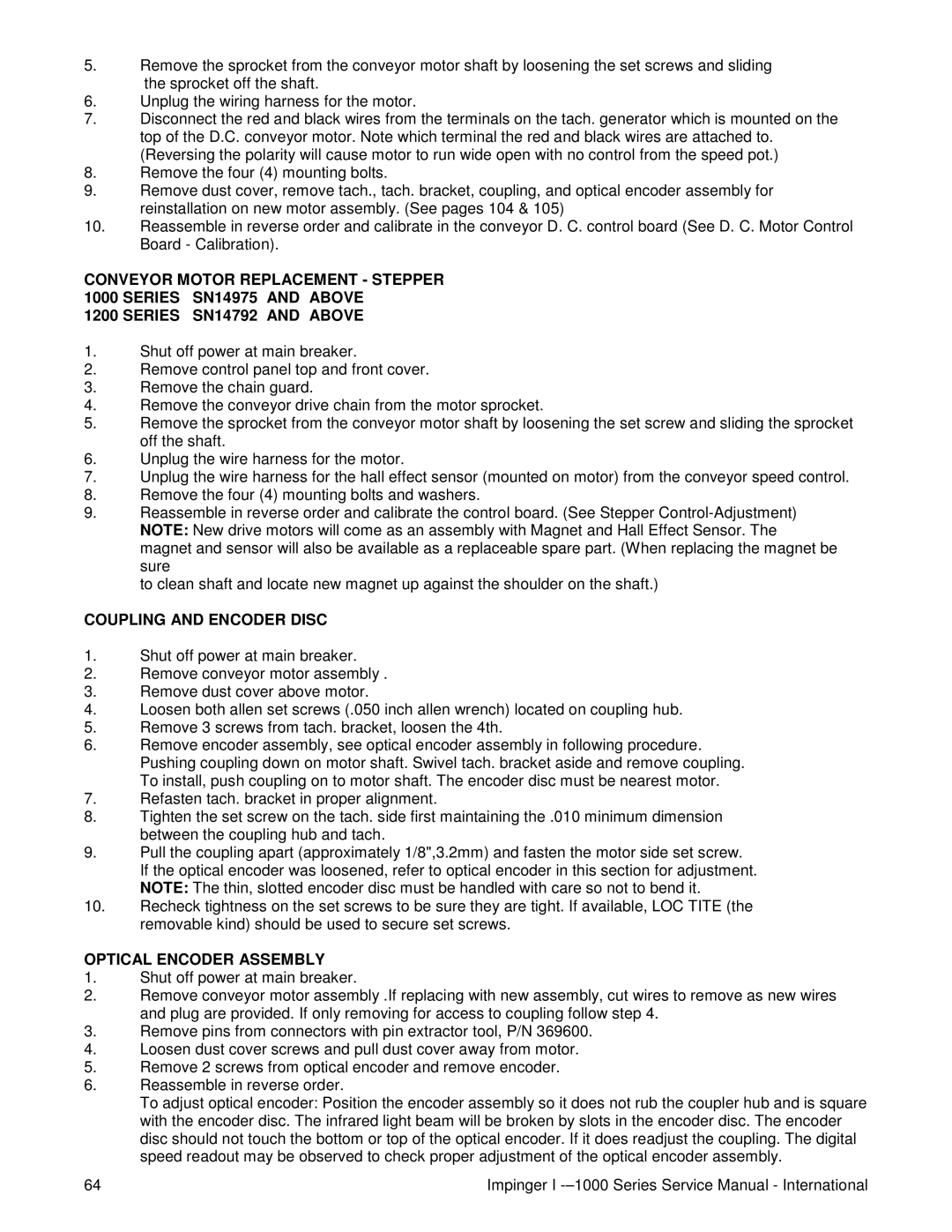 Lincoln Series 1000, Series 1200 service manual Coupling and Encoder Disc, Optical Encoder Assembly 