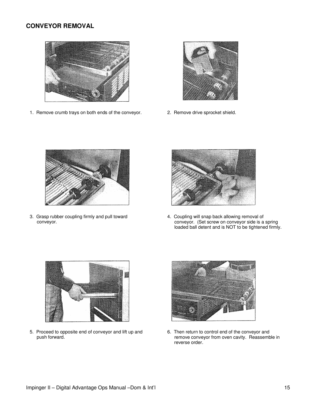 Lincoln Series 1100 manual Conveyor Removal 