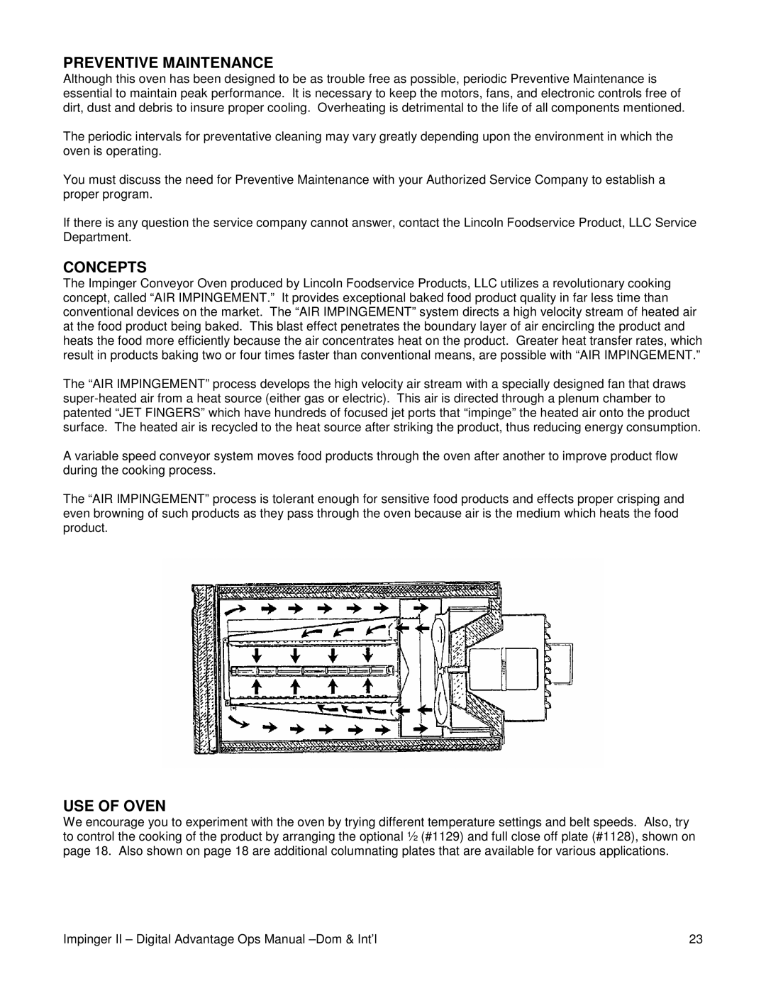 Lincoln Series 1100 manual Preventive Maintenance, Concepts, USE of Oven 