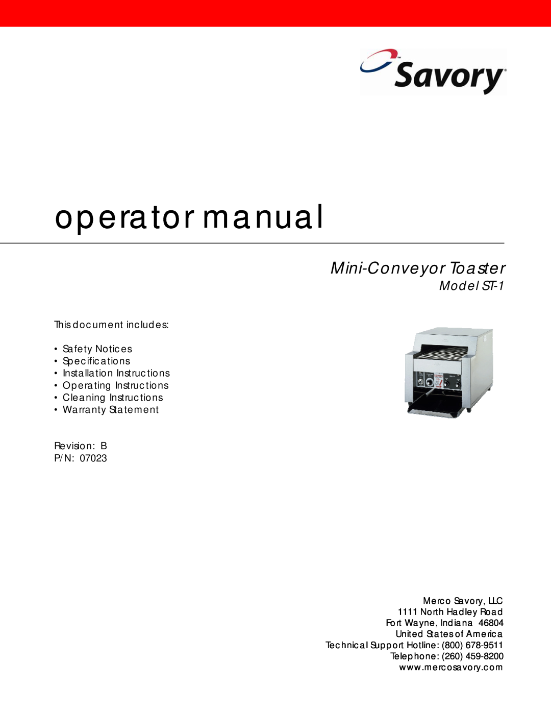 Lincoln specifications operator manual, Mini-ConveyorToaster, Model ST-1, This document includes Safety Notices 