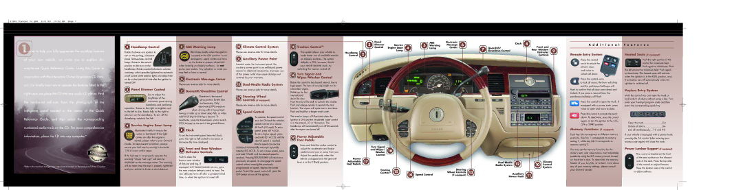 Lincoln TOWN CAR Headlamp Control, ABS Warning Lamp, Climate Control System, Traction ControlTM, Panel Dimmer Control 