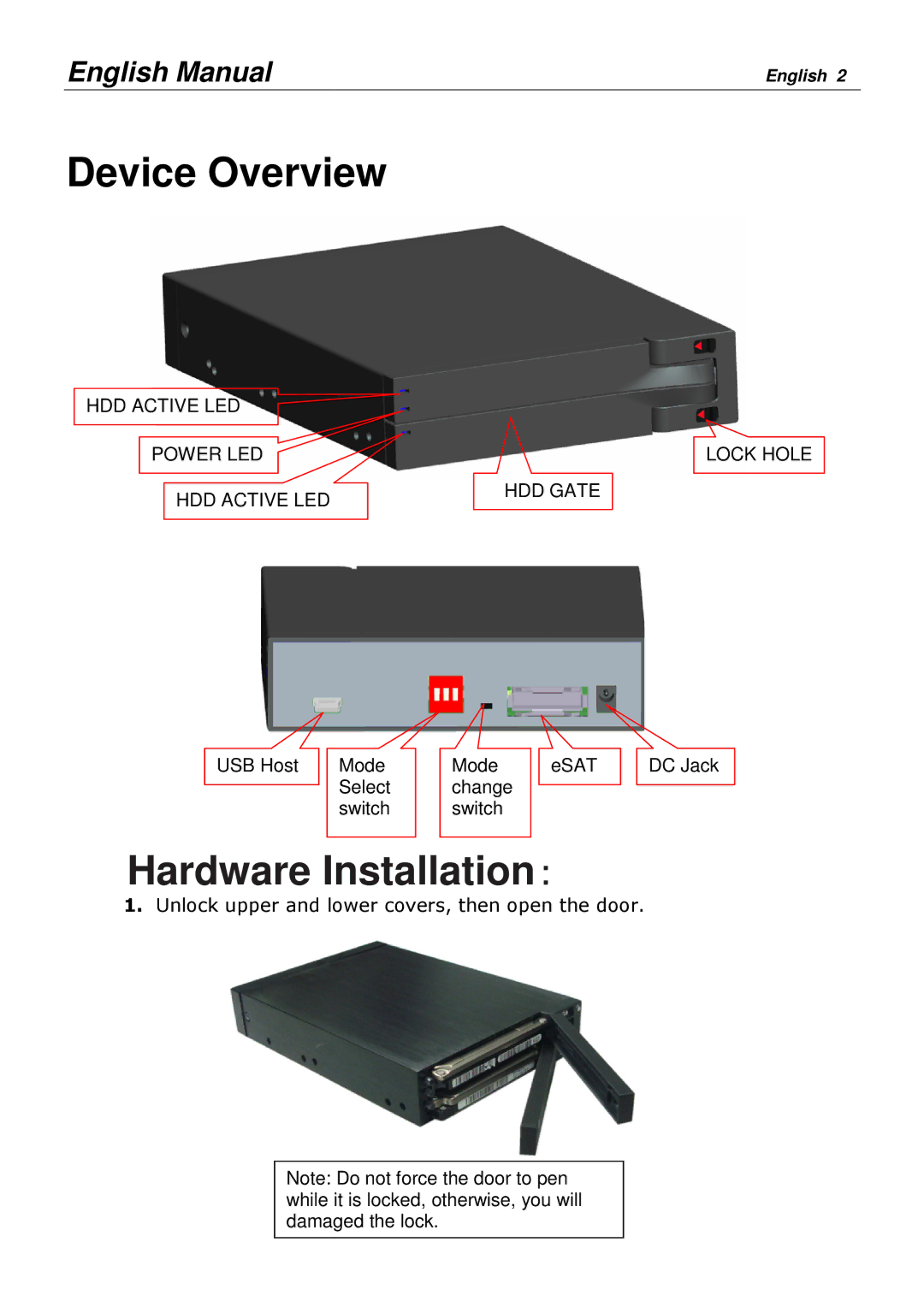 Lindy 20288 user manual Device Overview, Hardware Installation： 