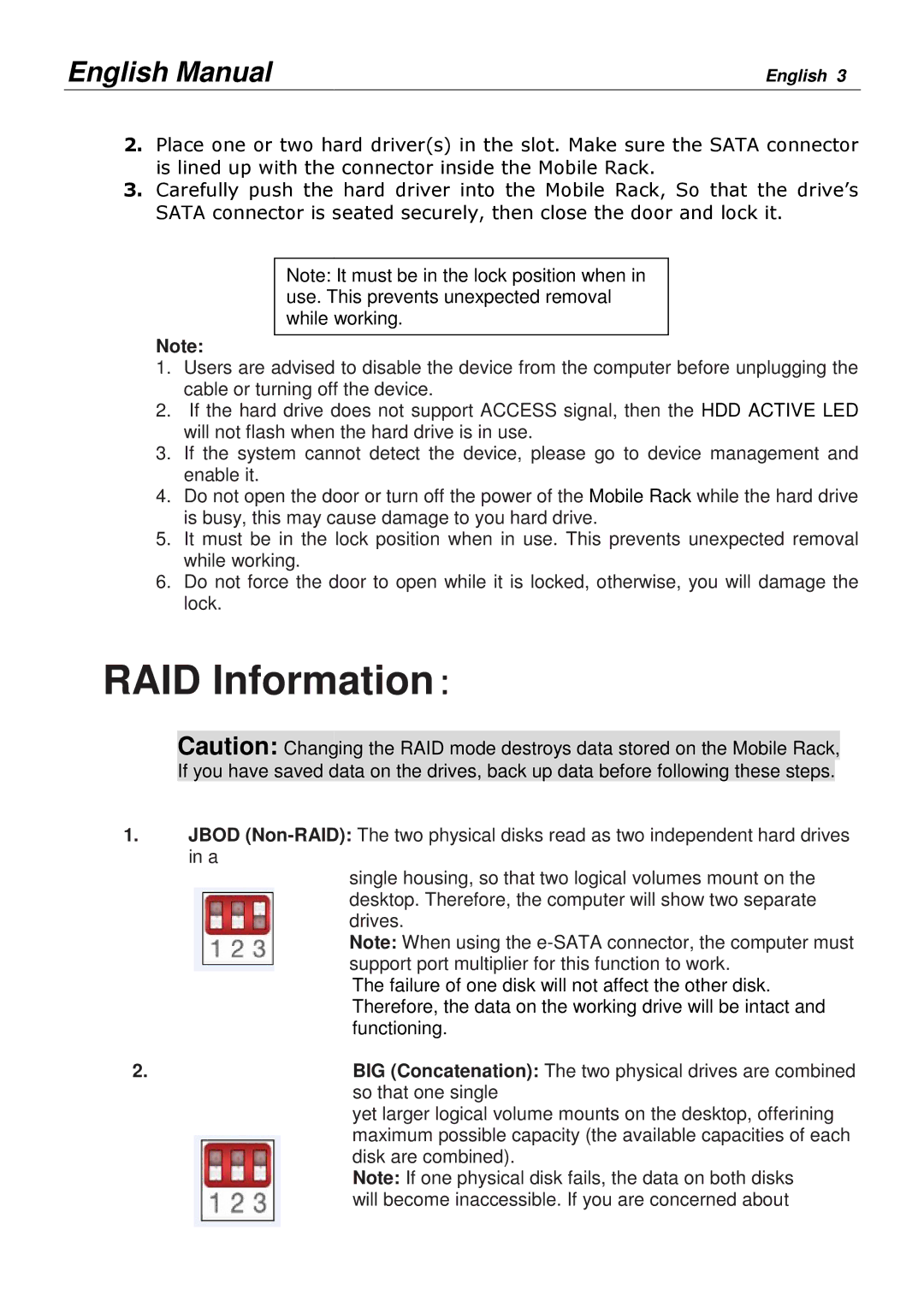 Lindy 20288 user manual RAID Inform ation： 