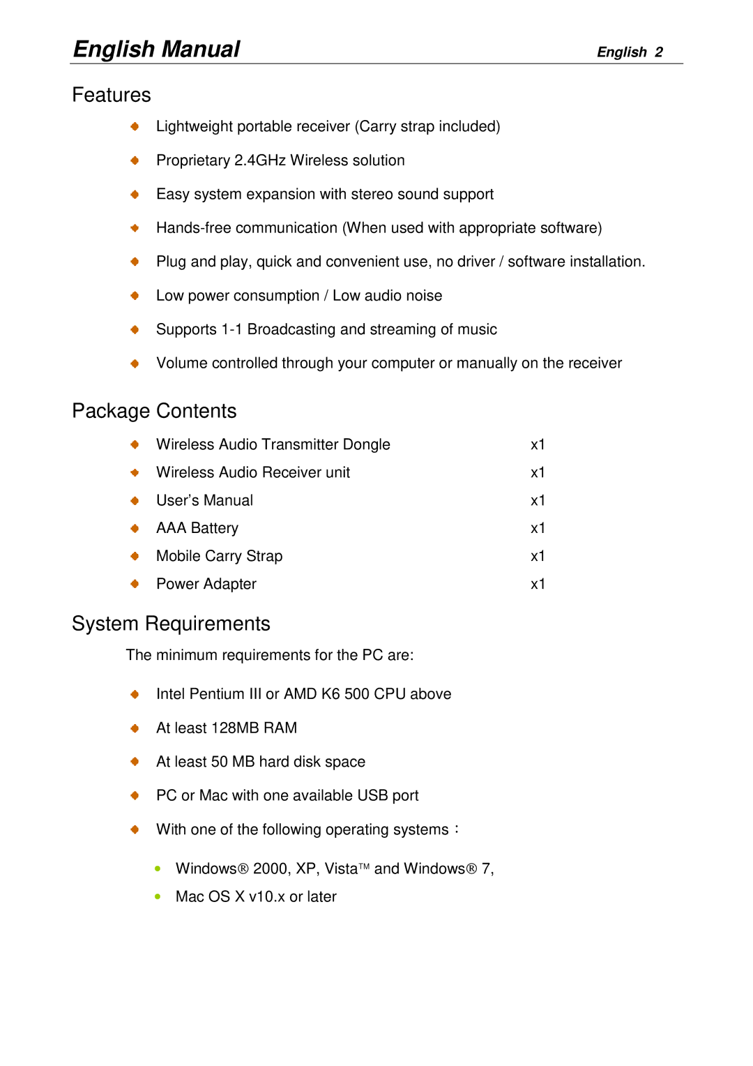 Lindy 20404 user manual Features 