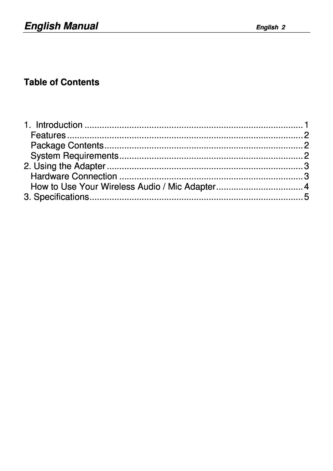 Lindy 20404 user manual English Manual, Table of Contents 