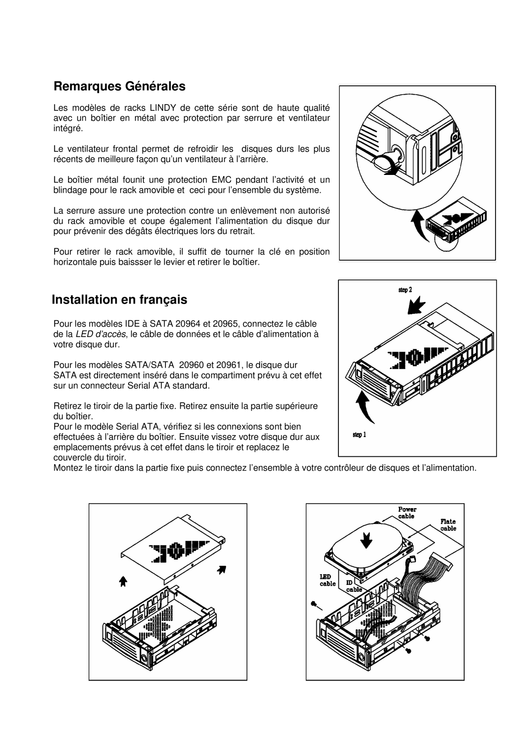 Lindy 20960, 20965 manual Remarques Générales, Installation en français 