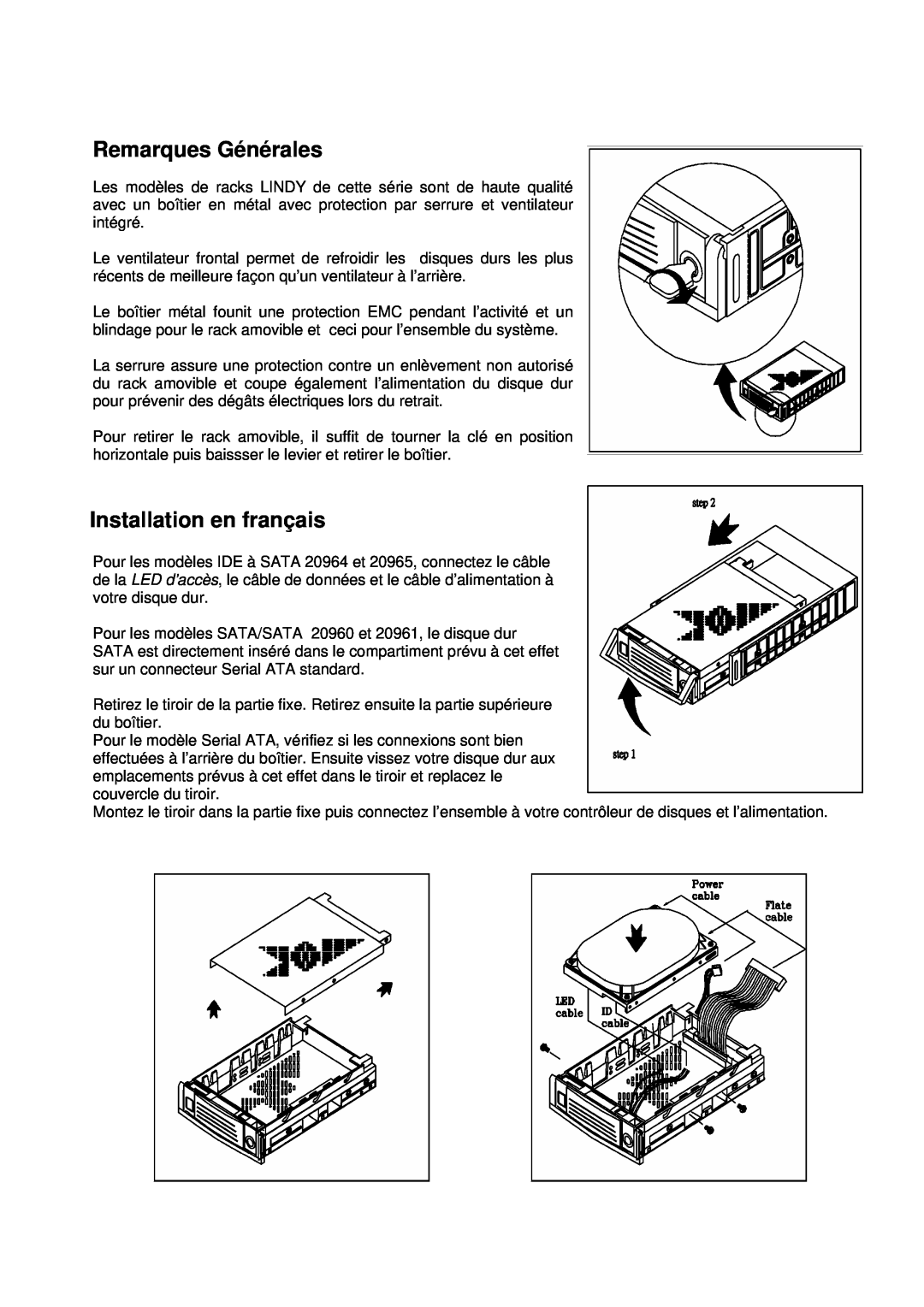 Lindy 20960, 20965 manual Remarques Générales, Installation en français 