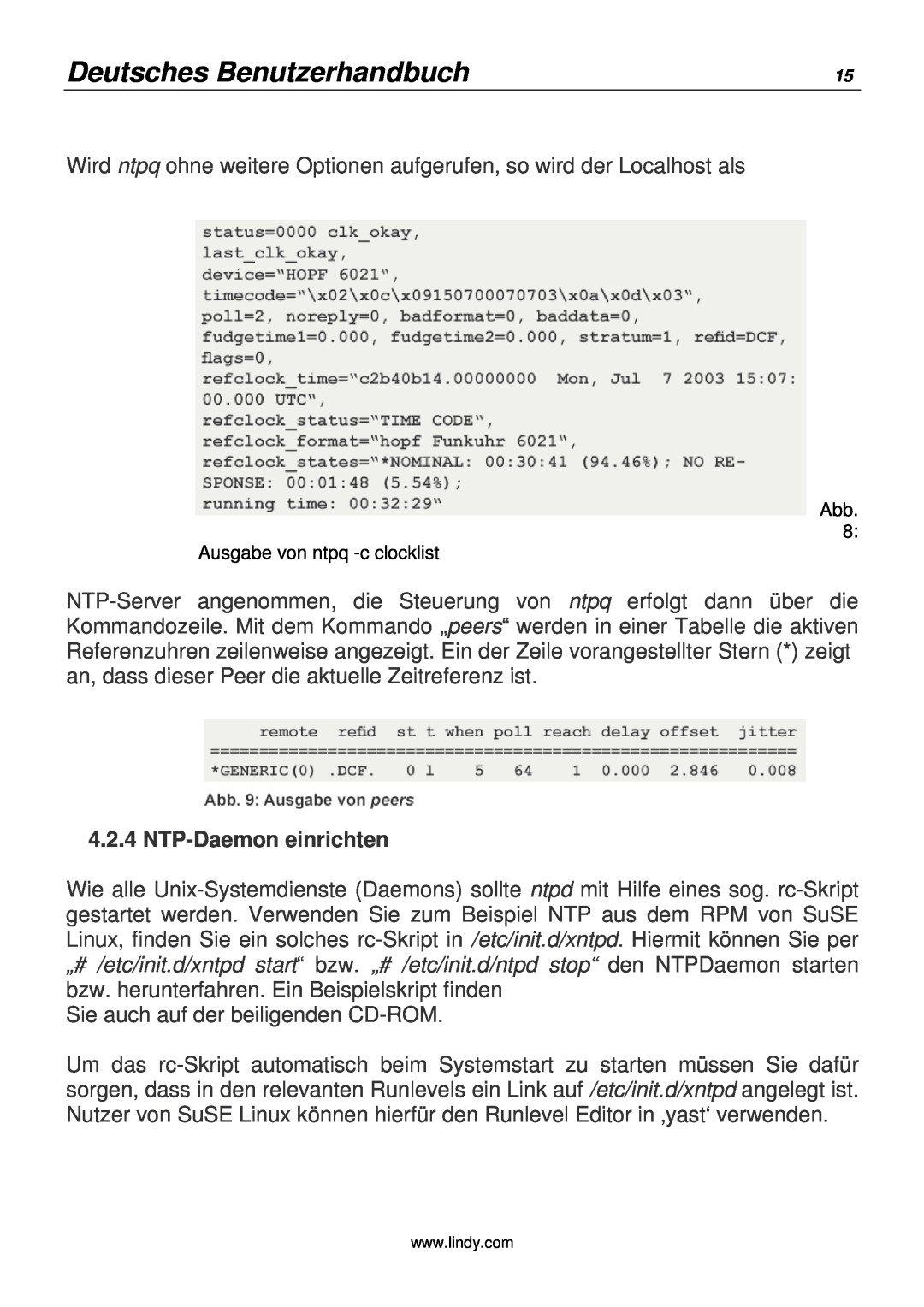 Lindy 20988 manual Deutsches Benutzerhandbuch, NTP-Daemon einrichten 
