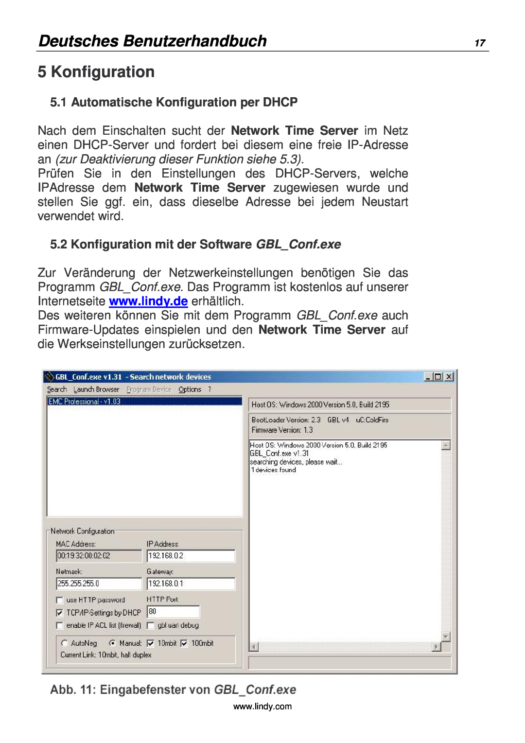 Lindy 20988 manual Deutsches Benutzerhandbuch, Automatische Konfiguration per DHCP 