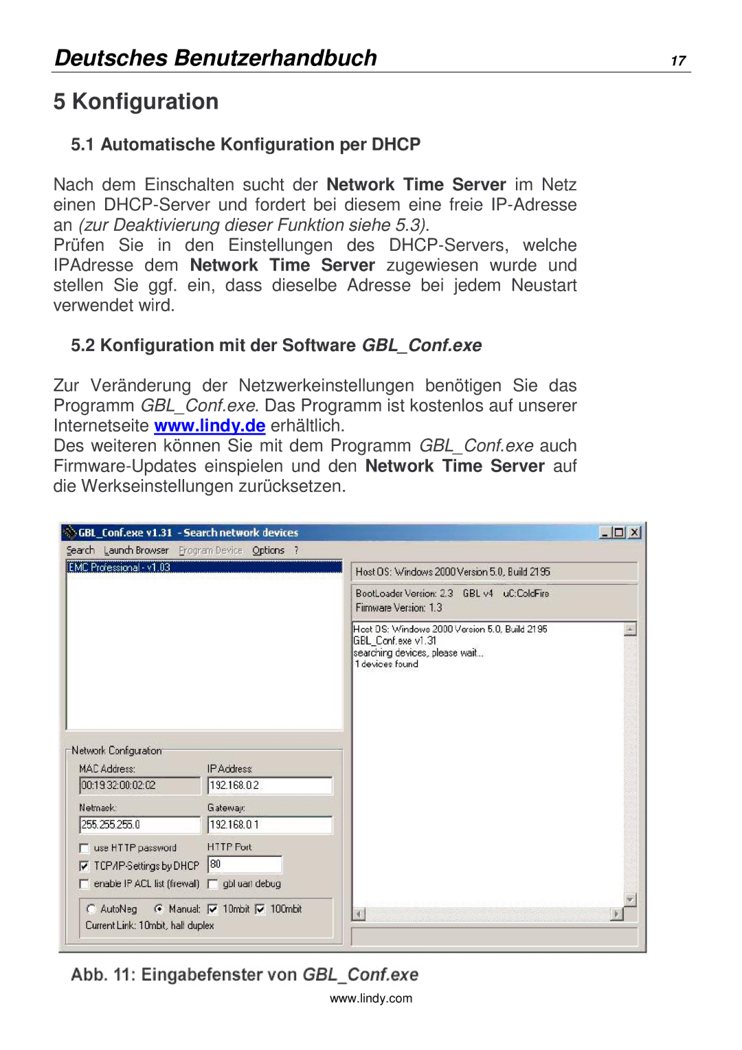 Lindy 20988 manual Automatische Konfiguration per Dhcp, An zur Deaktivierung dieser Funktion siehe 