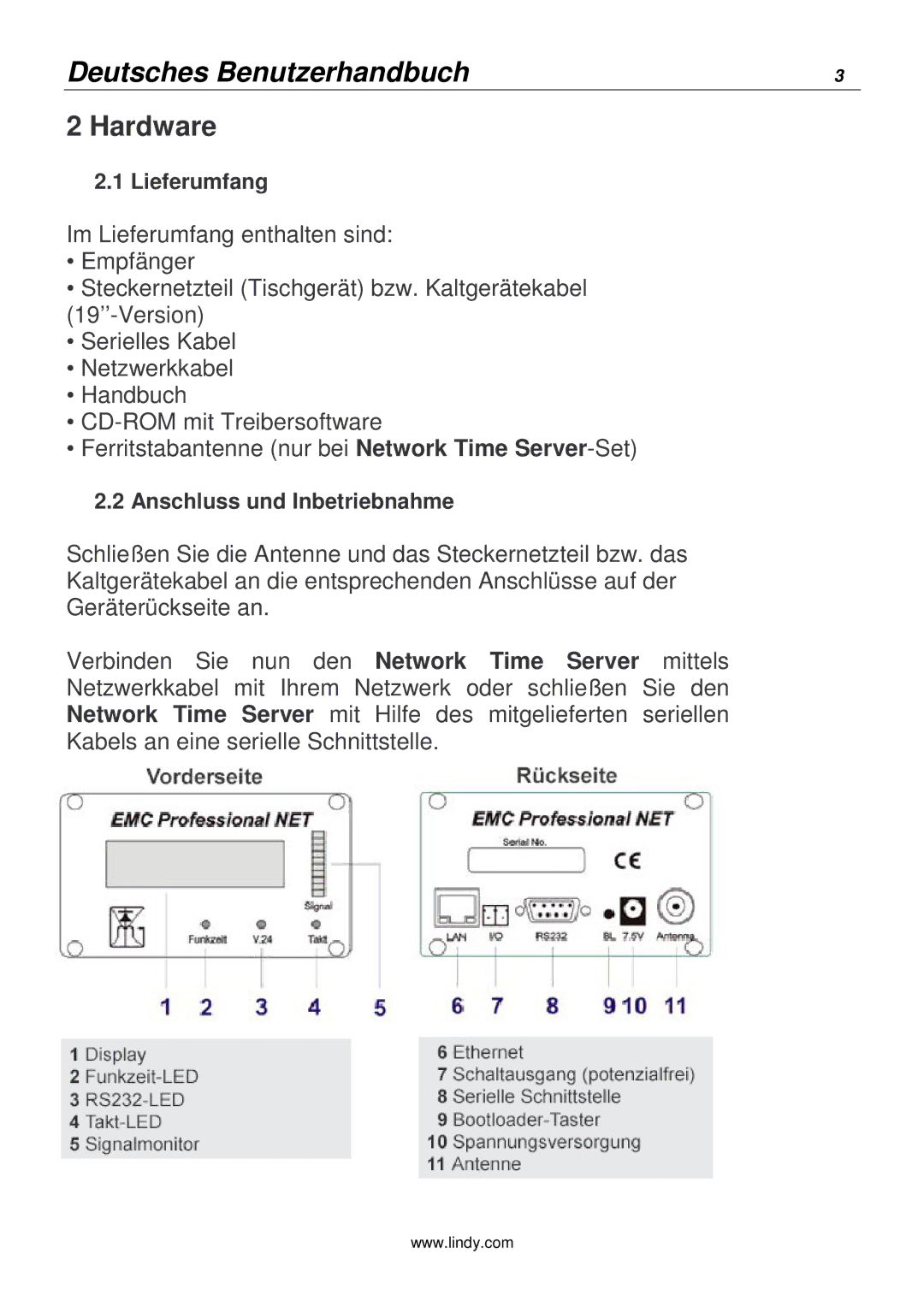 Lindy 20988 manual Hardware, Lieferumfang, Anschluss und Inbetriebnahme 