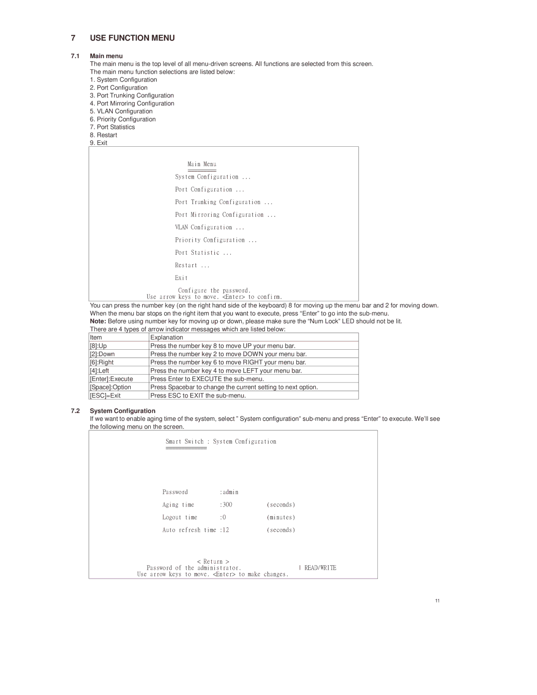 Lindy 25008 manual USE Function Menu, Main menu, System Configuration 