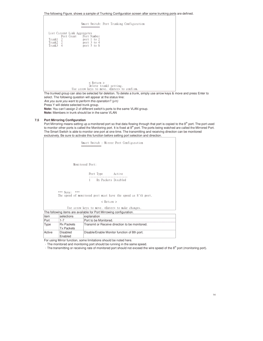 Lindy 25008 manual Port Mirroring Configuration 