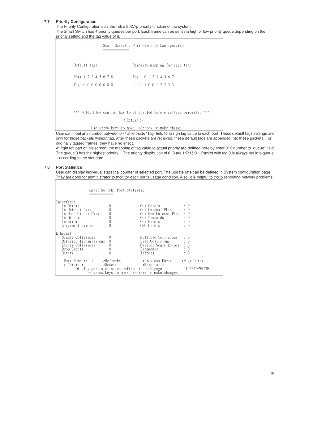 Lindy 25008 manual Priority Configuration, Port Statistics 