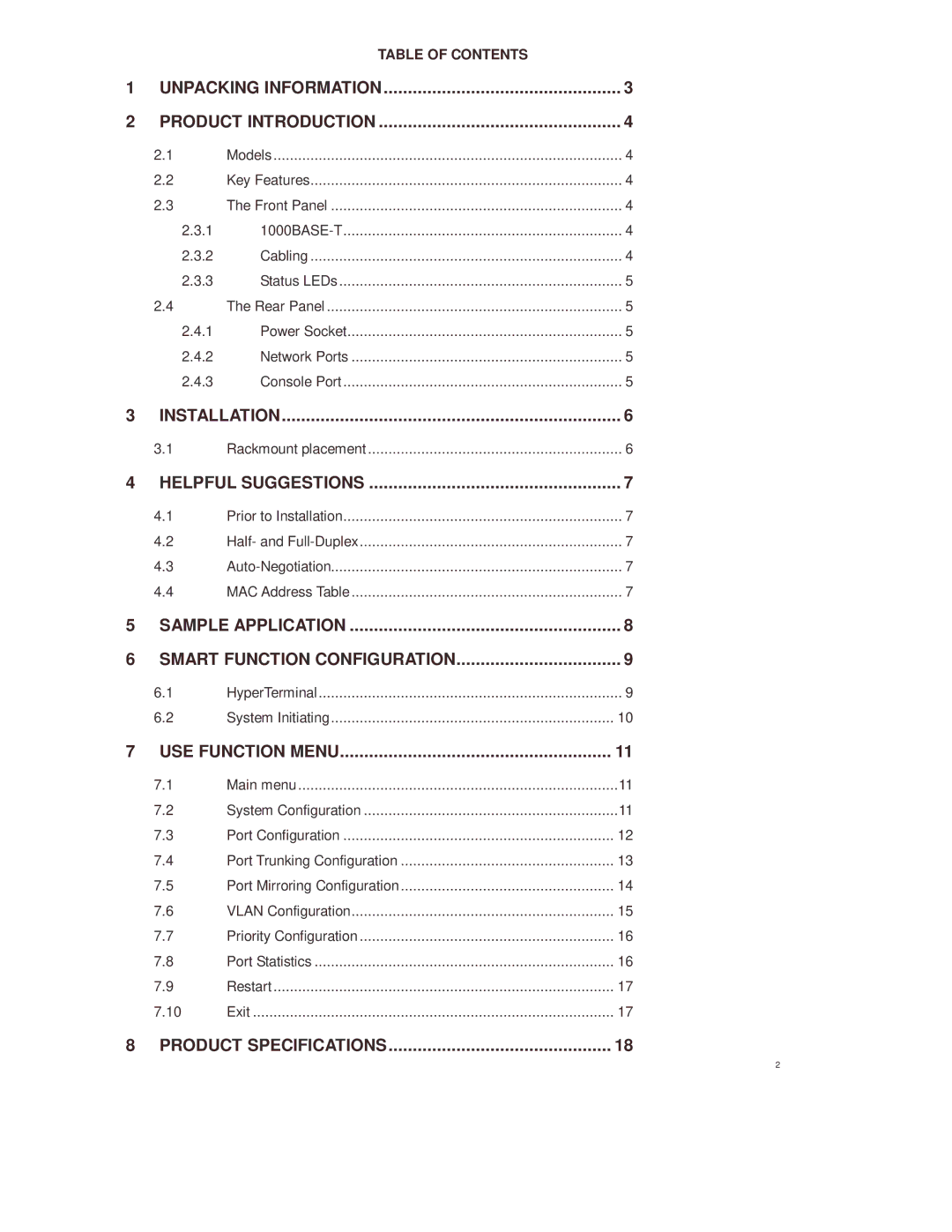 Lindy 25008 manual Unpacking Information Product Introduction, Table of Contents 