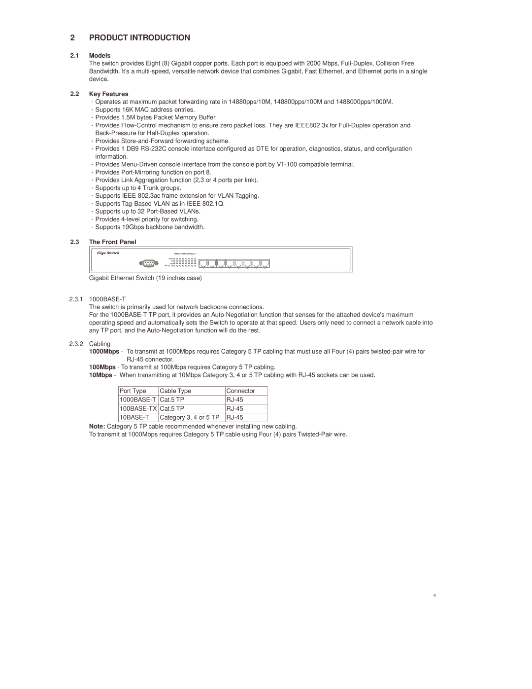 Lindy 25008 manual Product Introduction, Models, Key Features, Front Panel 