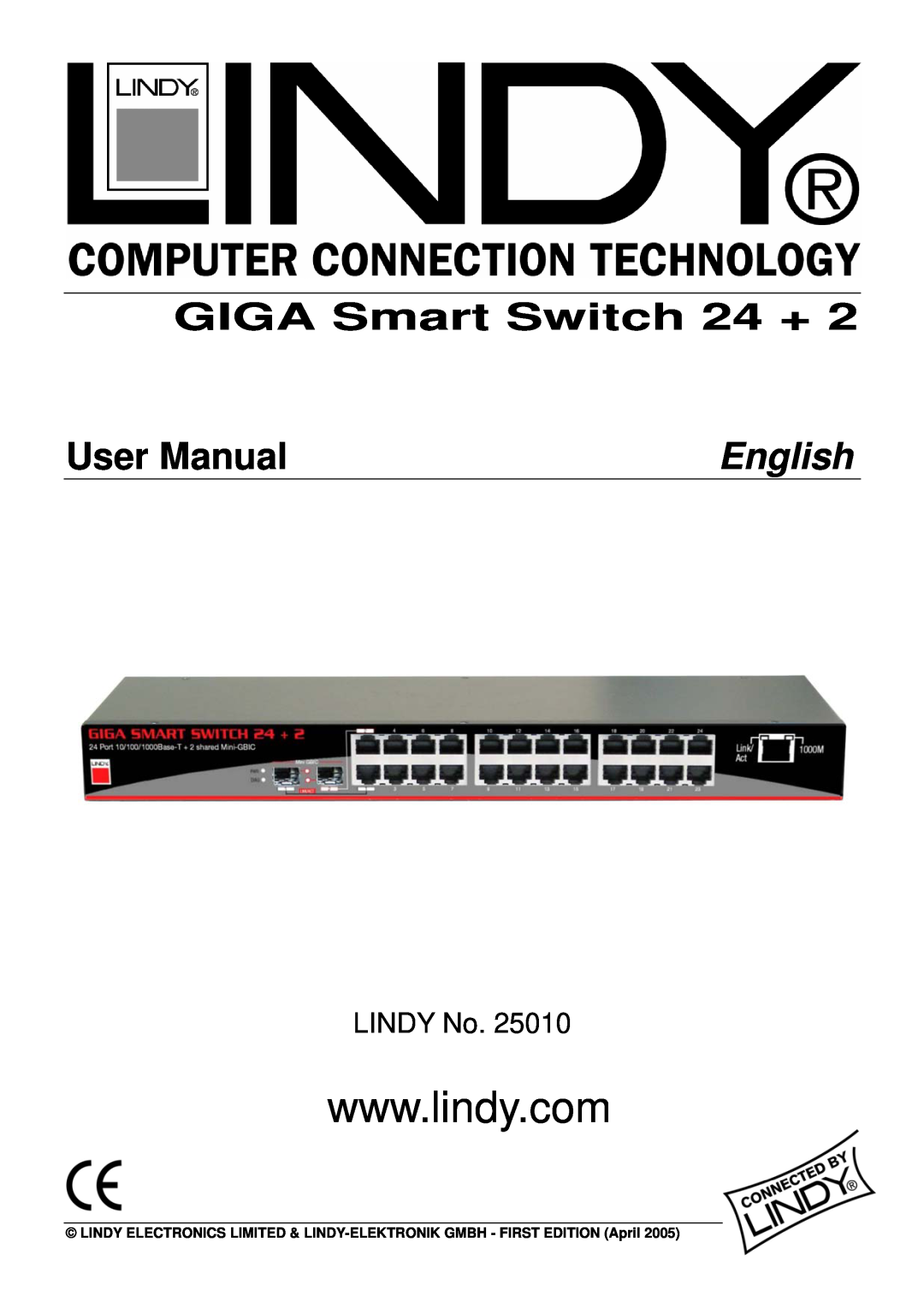 Lindy 25010 user manual GIGA Smart Switch 24 +, User Manual, English, LINDY No 