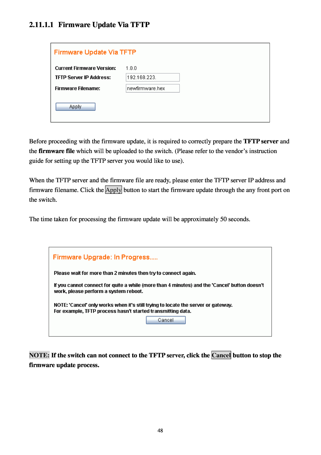 Lindy 25010 user manual Firmware Update Via TFTP 